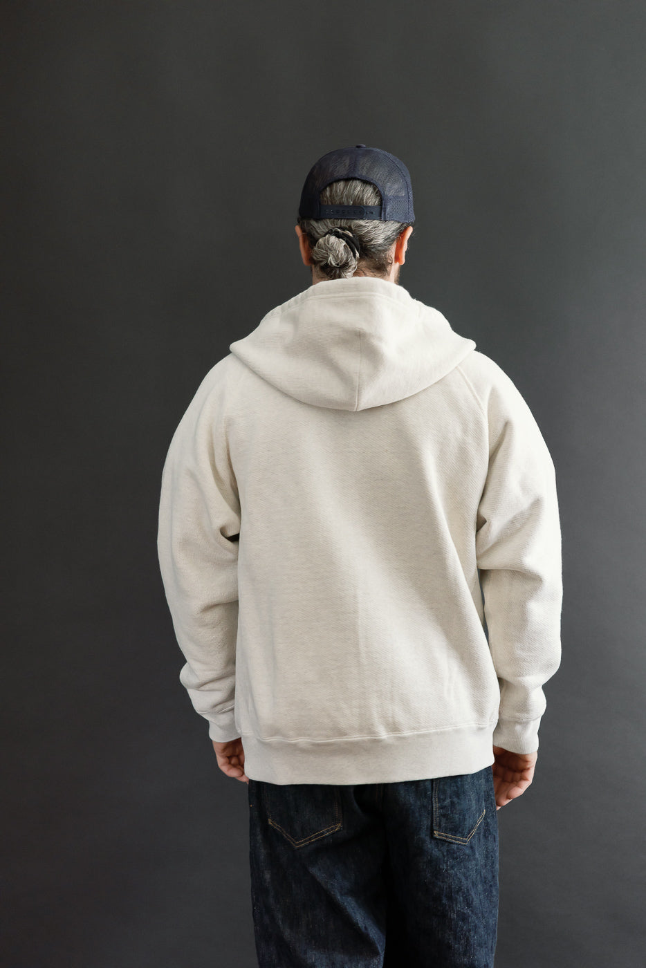 Back view of a full body shot of a male model, 5'9