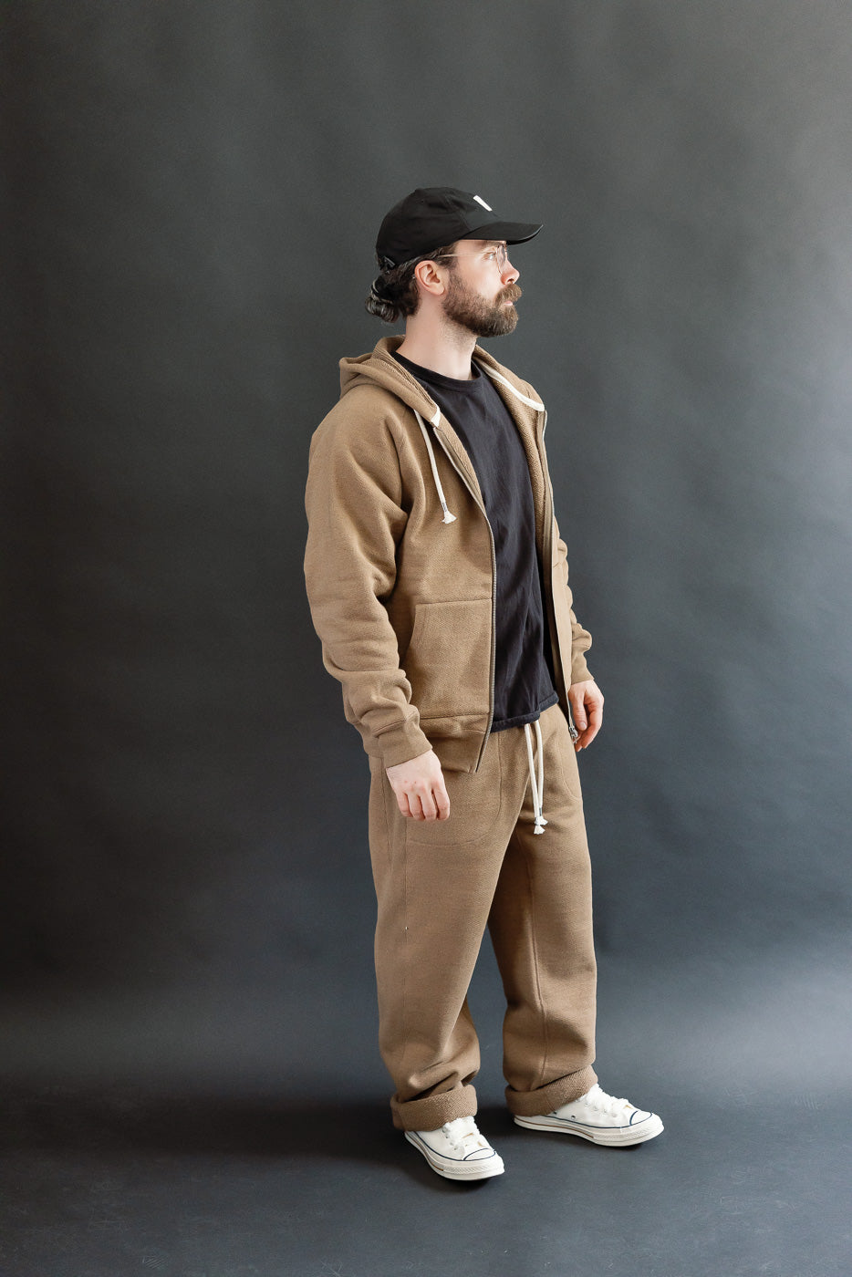 Zip Hoodie - Iron Mordant Double Heavyweight French Terry Foxfibre® - Coyote 80