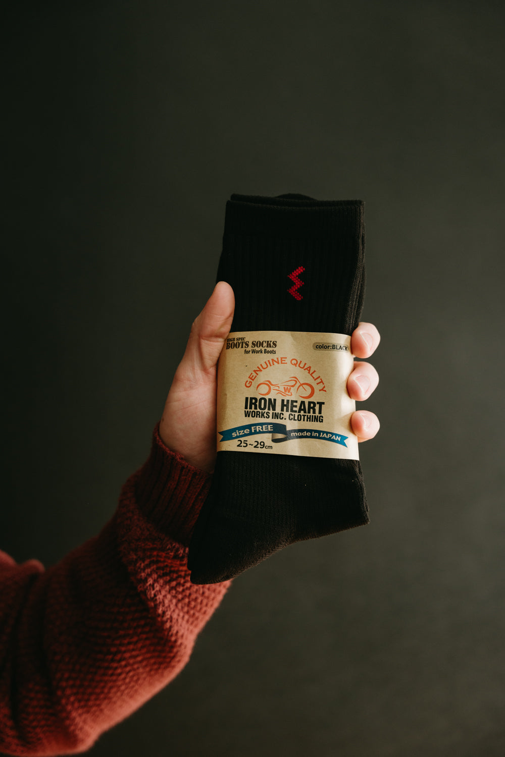IHG-030-BLK- Iron Heart Work Boot Sock - Black