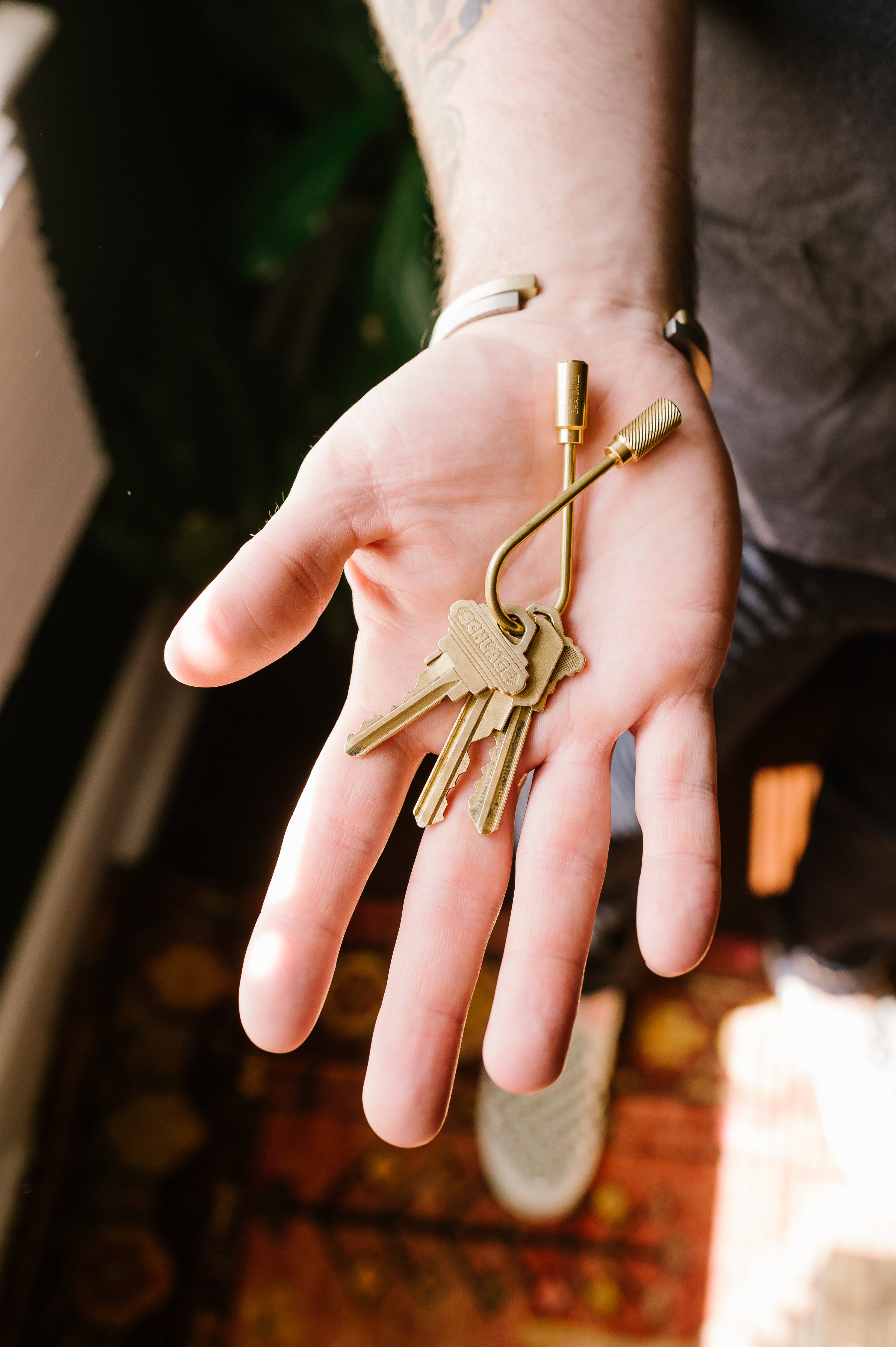 Closed Helix Keyring - Brass