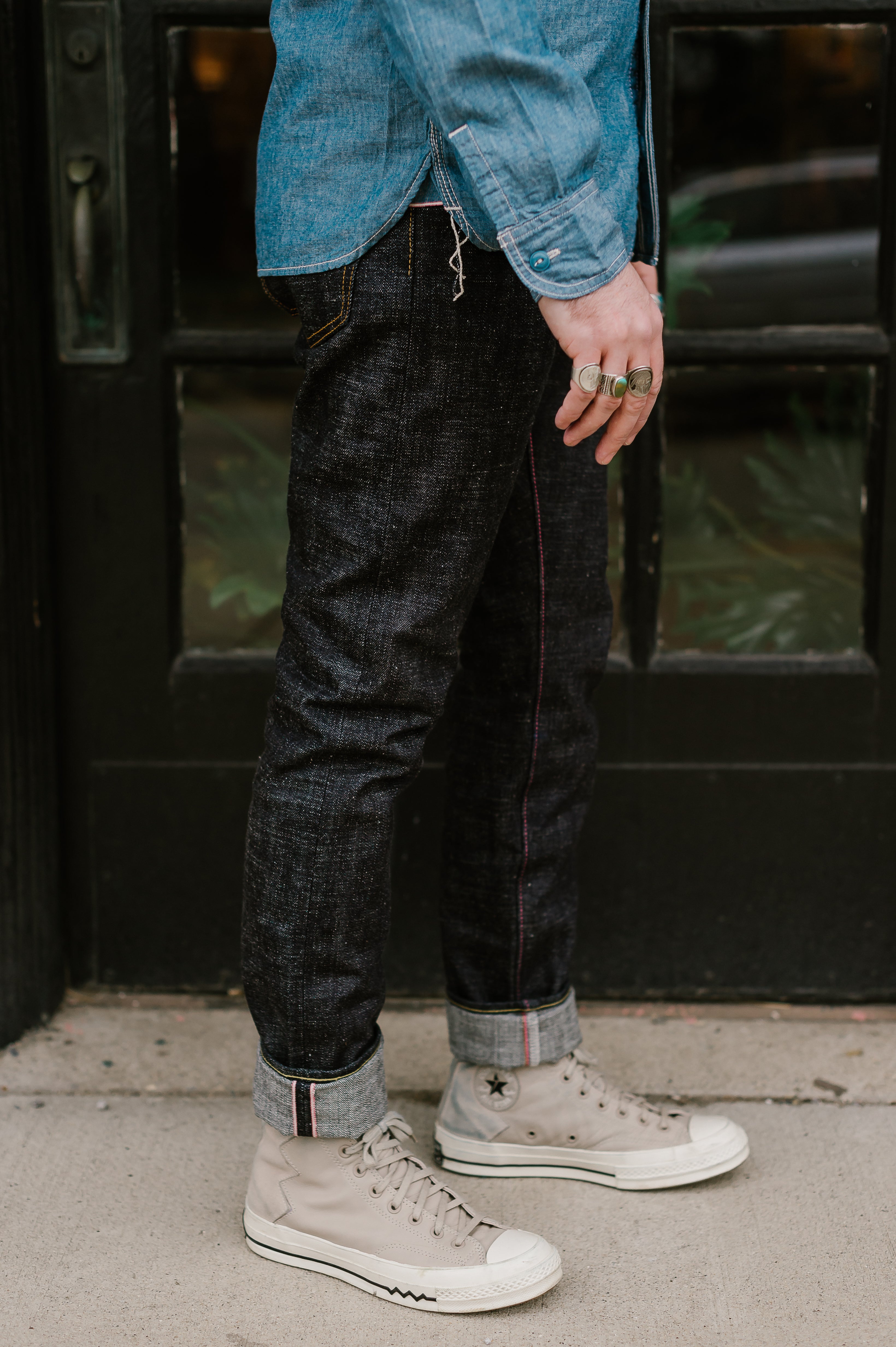 16oz - Texture Selvedge Black Battle Stripes - High Tapered - 0405-82