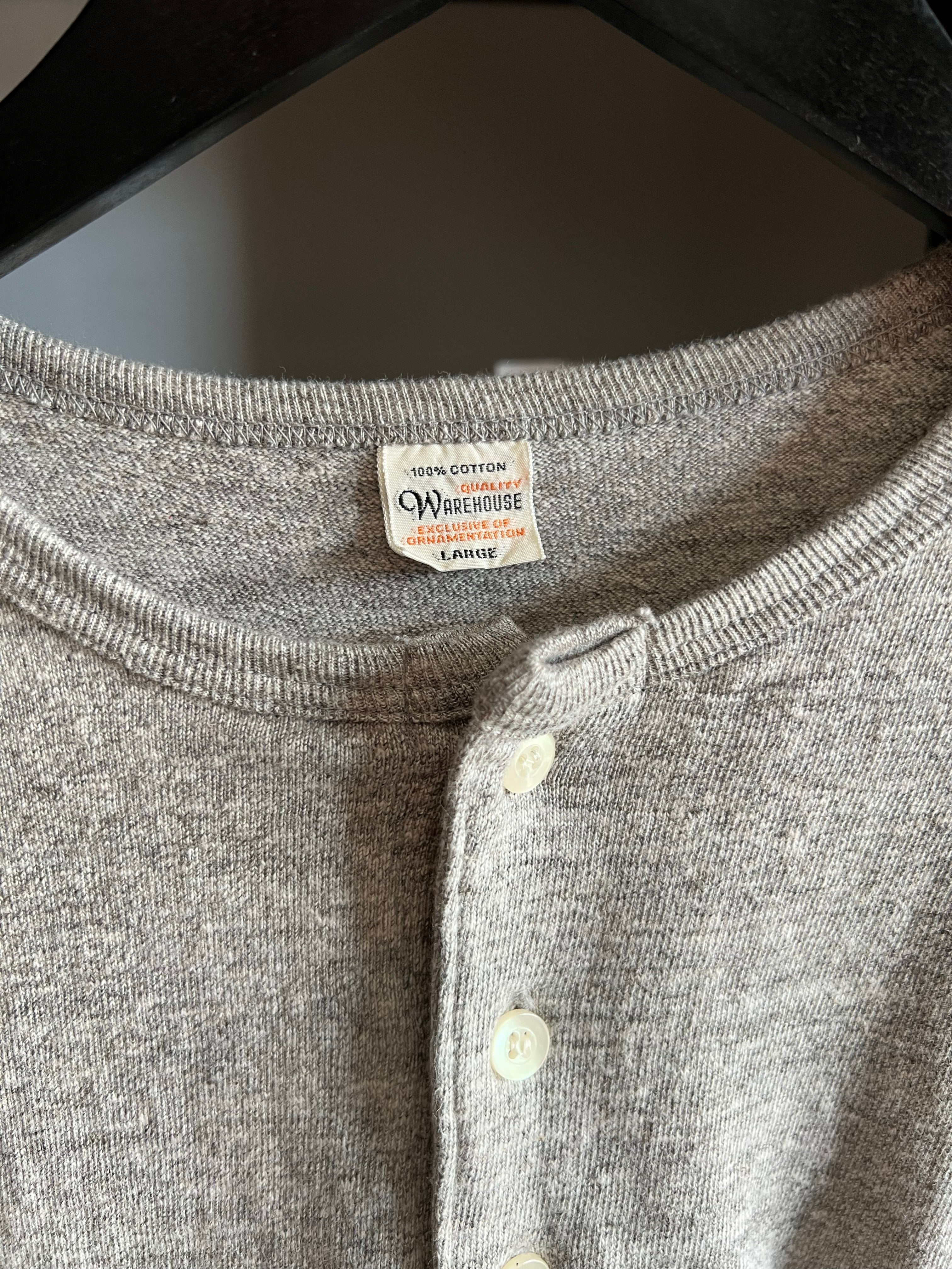 Gently Used Warehouse & Co. 3/4 Henley Tee - Heather Grey/Sumikuro - Large