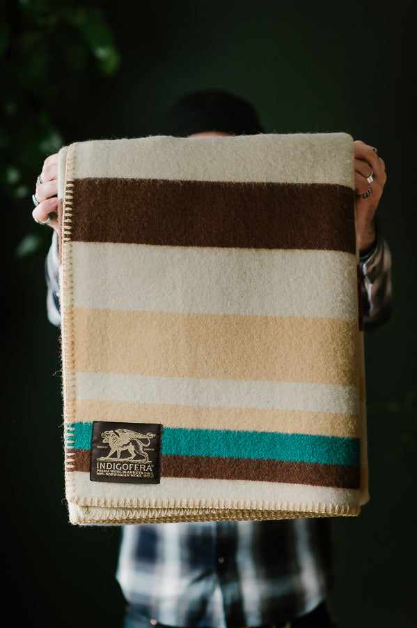 Scioto Blanket - Beige, Brown, Green, Red