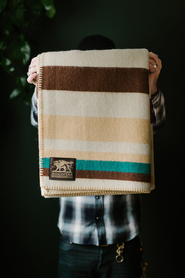 Scioto Blanket - Beige, Brown, Green, Red