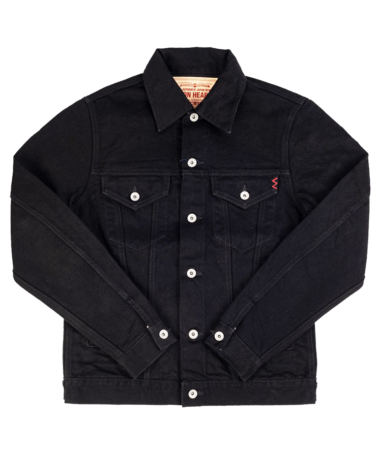 IHJ-86-BLK - 14oz Selvedge Denim Modified Type III Jacket - Black/Black