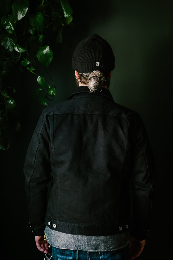 IHJ-86-BLK - 14oz Selvedge Denim Modified Type III Jacket - Black/Black