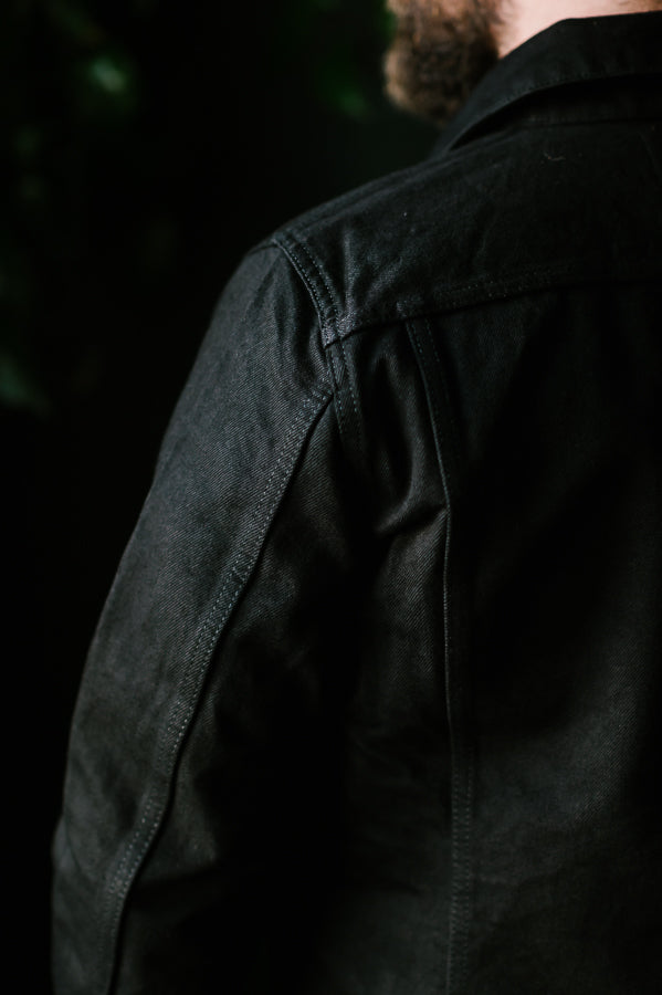 IHJ-86-BLK - 14oz Selvedge Denim Modified Type III Jacket - Black/Black