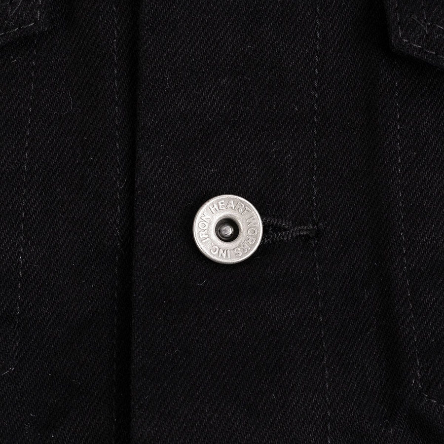 IHJ-86-BLK - 14oz Selvedge Denim Modified Type III Jacket - Black/Black