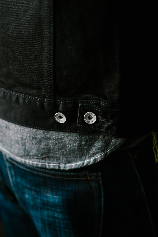 IHJ-86-BLK - 14oz Selvedge Denim Modified Type III Jacket - Black/Black