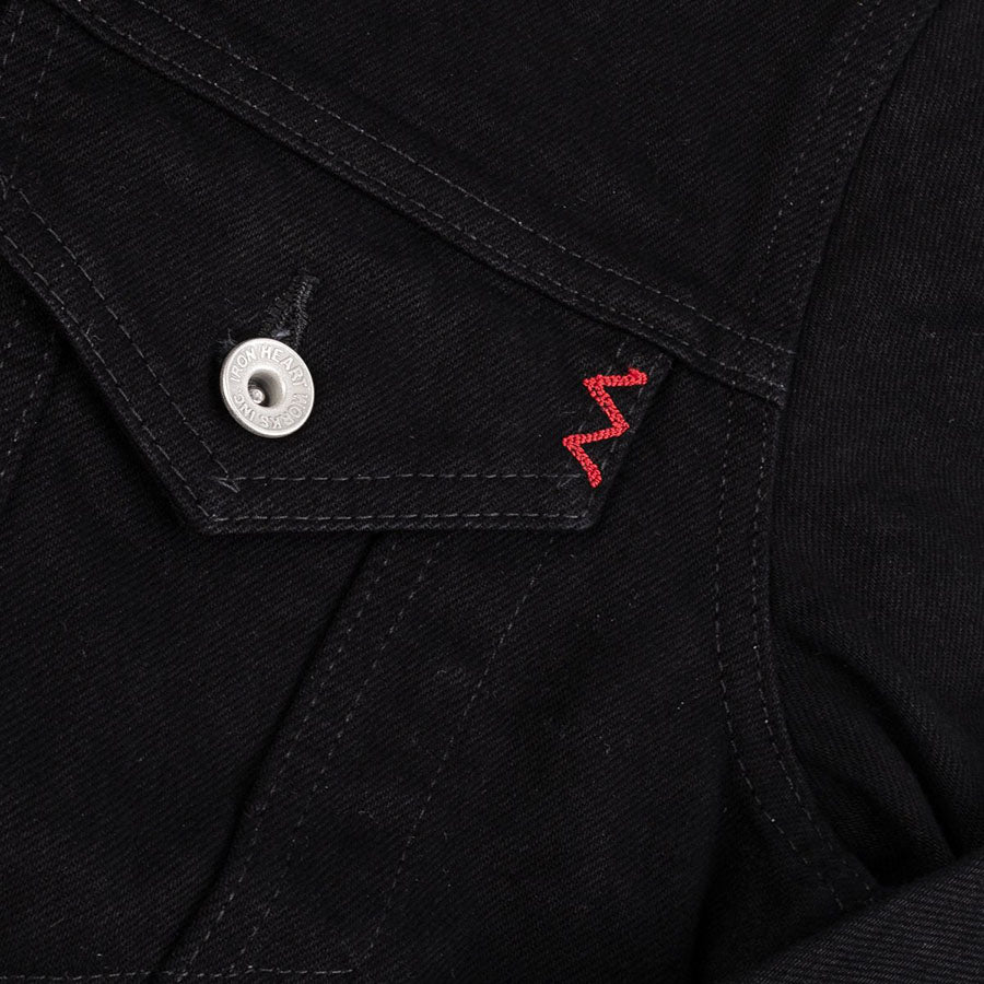 IHJ-86-BLK - 14oz Selvedge Denim Modified Type III Jacket - Black/Black