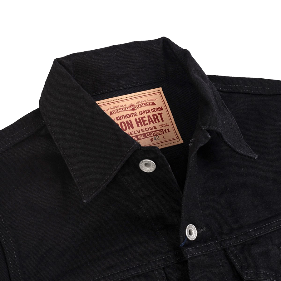 IHJ-86-BLK - 14oz Selvedge Denim Modified Type III Jacket - Black/Black