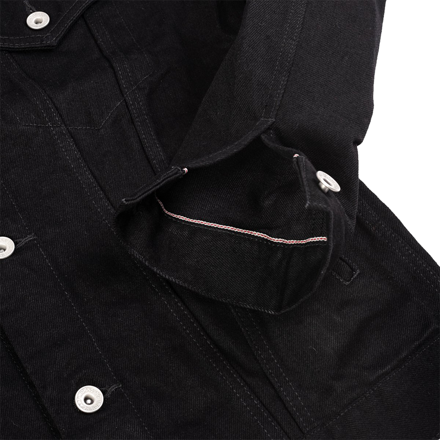 IHJ-86-BLK - 14oz Selvedge Denim Modified Type III Jacket - Black/Black