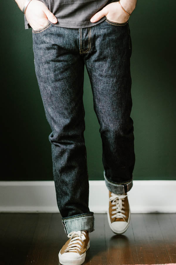 IH-777S-SLB - 16oz Slubby Selvedge Denim Slim Tapered Cut Jeans - Indigo