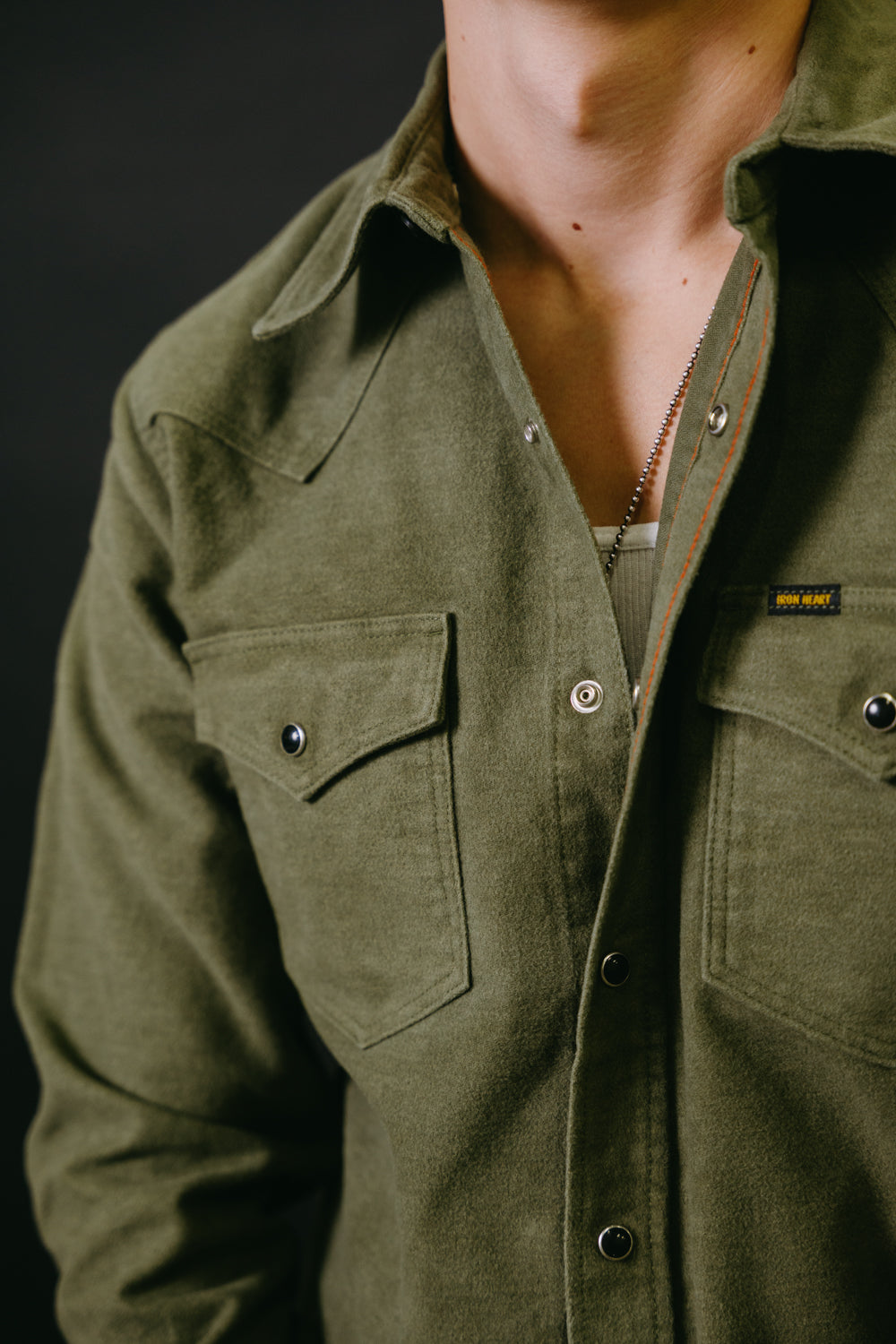 IHSH-330-ODG - 9oz Raised Whipcord Western Shirt - Olive Drab Green