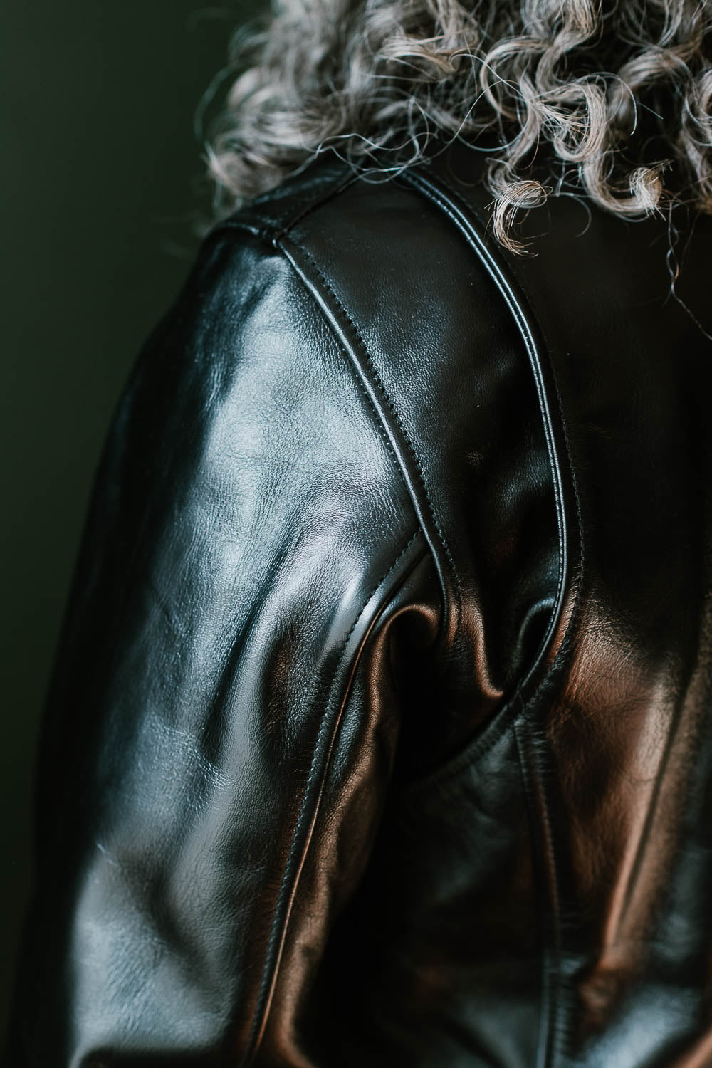 IHSH-35 - Japanese Horsehide Rider’s Jacket - Black (Tea-Core Dyed)