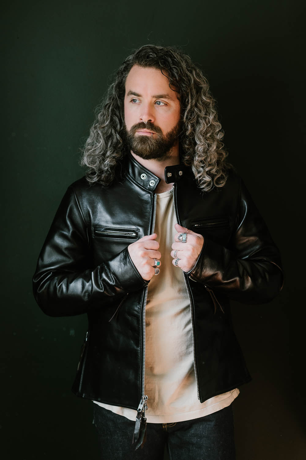 IHSH-35 - Japanese Horsehide Rider’s Jacket - Black (Tea-Core Dyed)
