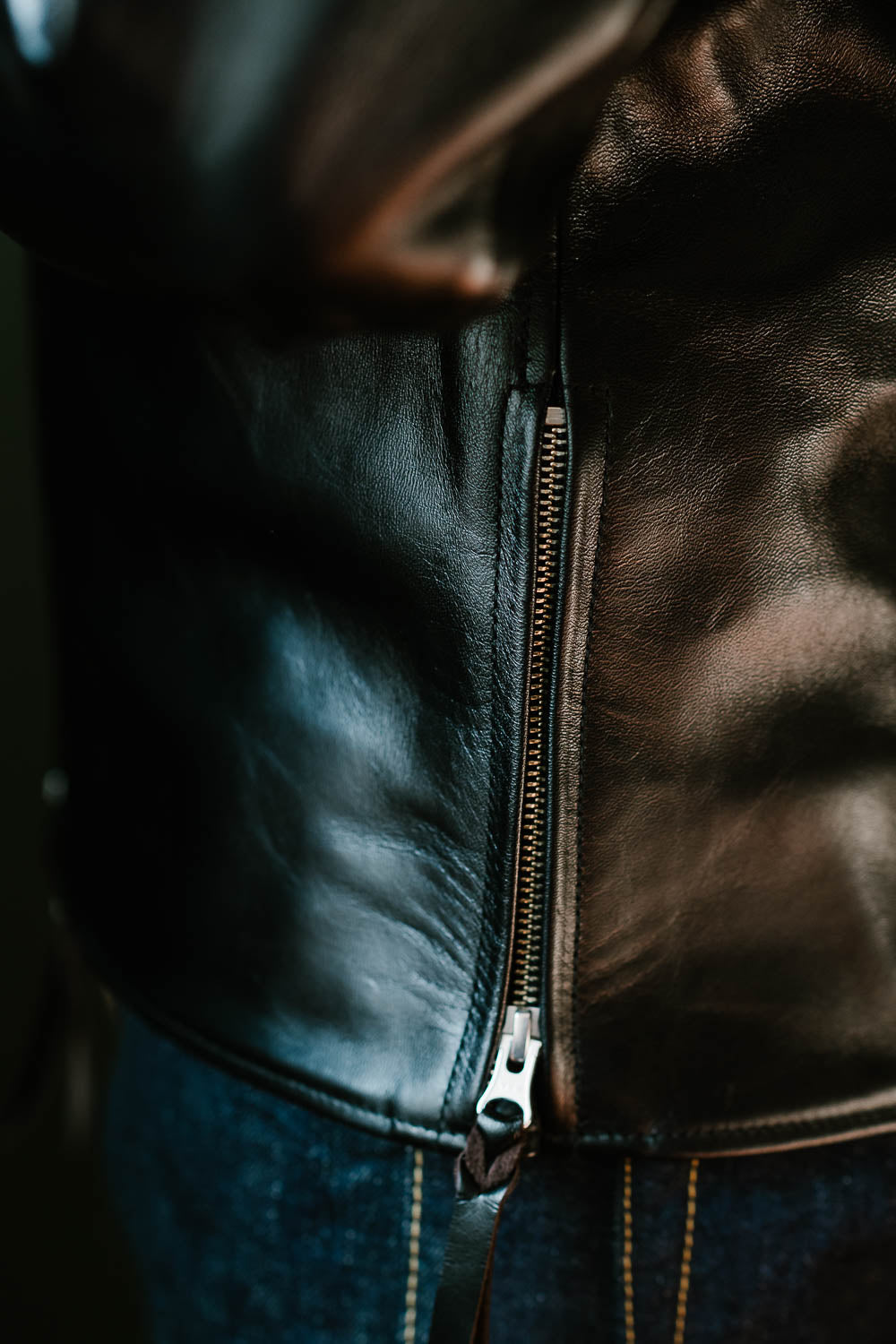 IHSH-35 - Japanese Horsehide Rider’s Jacket - Black (Tea-Core Dyed)
