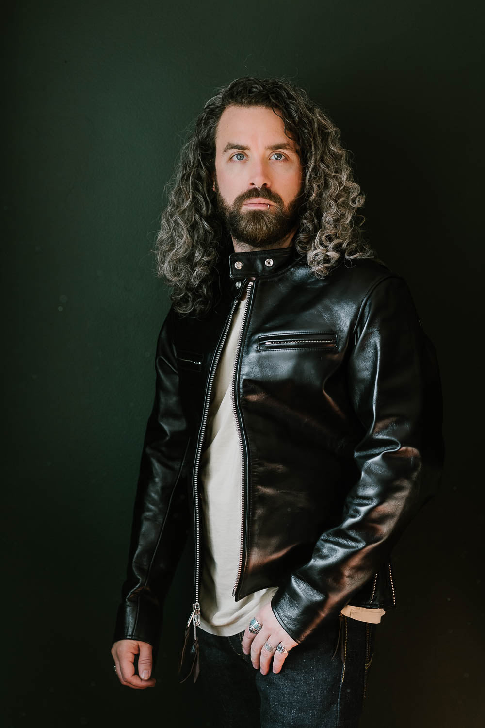 IHSH-35 - Japanese Horsehide Rider’s Jacket - Black (Tea-Core Dyed)