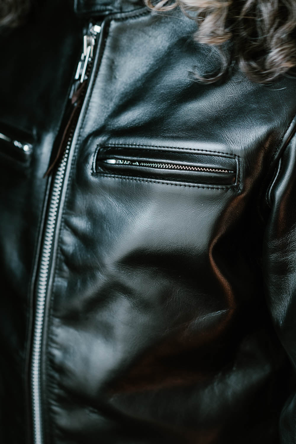IHSH-35 - Japanese Horsehide Rider’s Jacket - Black (Tea-Core Dyed)