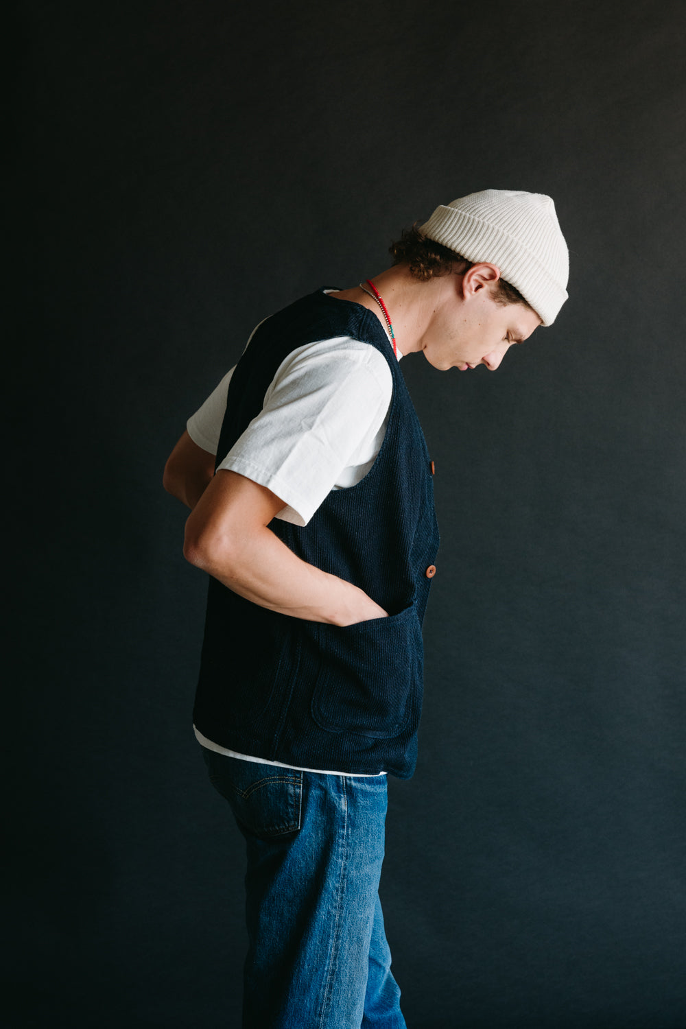 04-062 - Sashiko Hunting Vest - Indigo