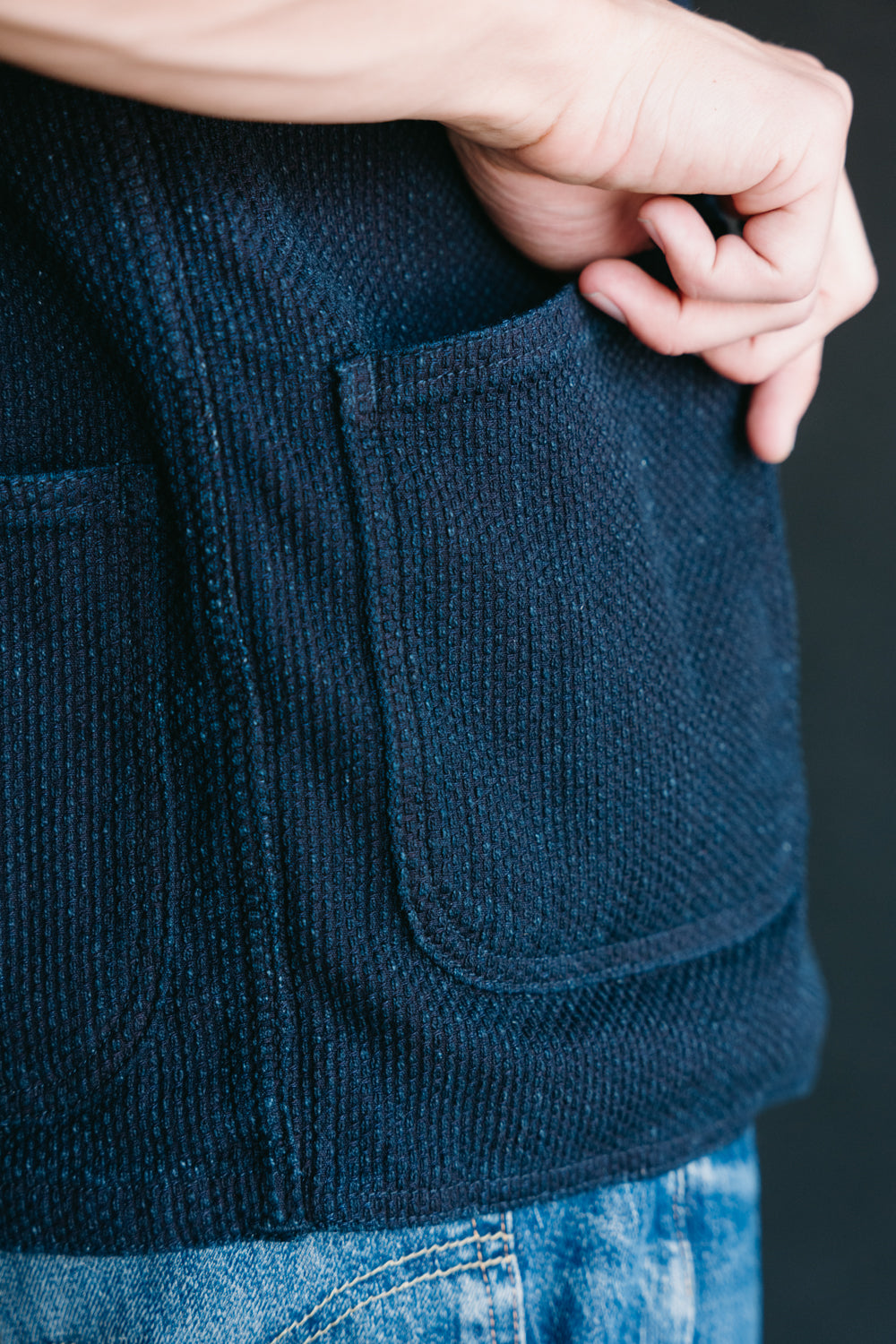 04-062 - Sashiko Hunting Vest - Indigo