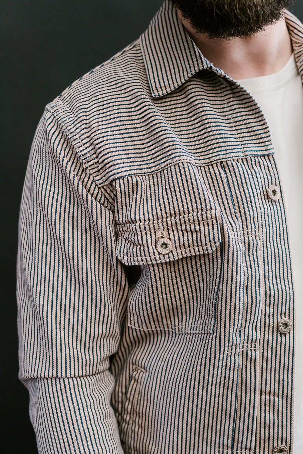 MJK1040M31 - 12.7oz - Hinoki Dyed Hickory Type II Jacket - Indigo, Beige