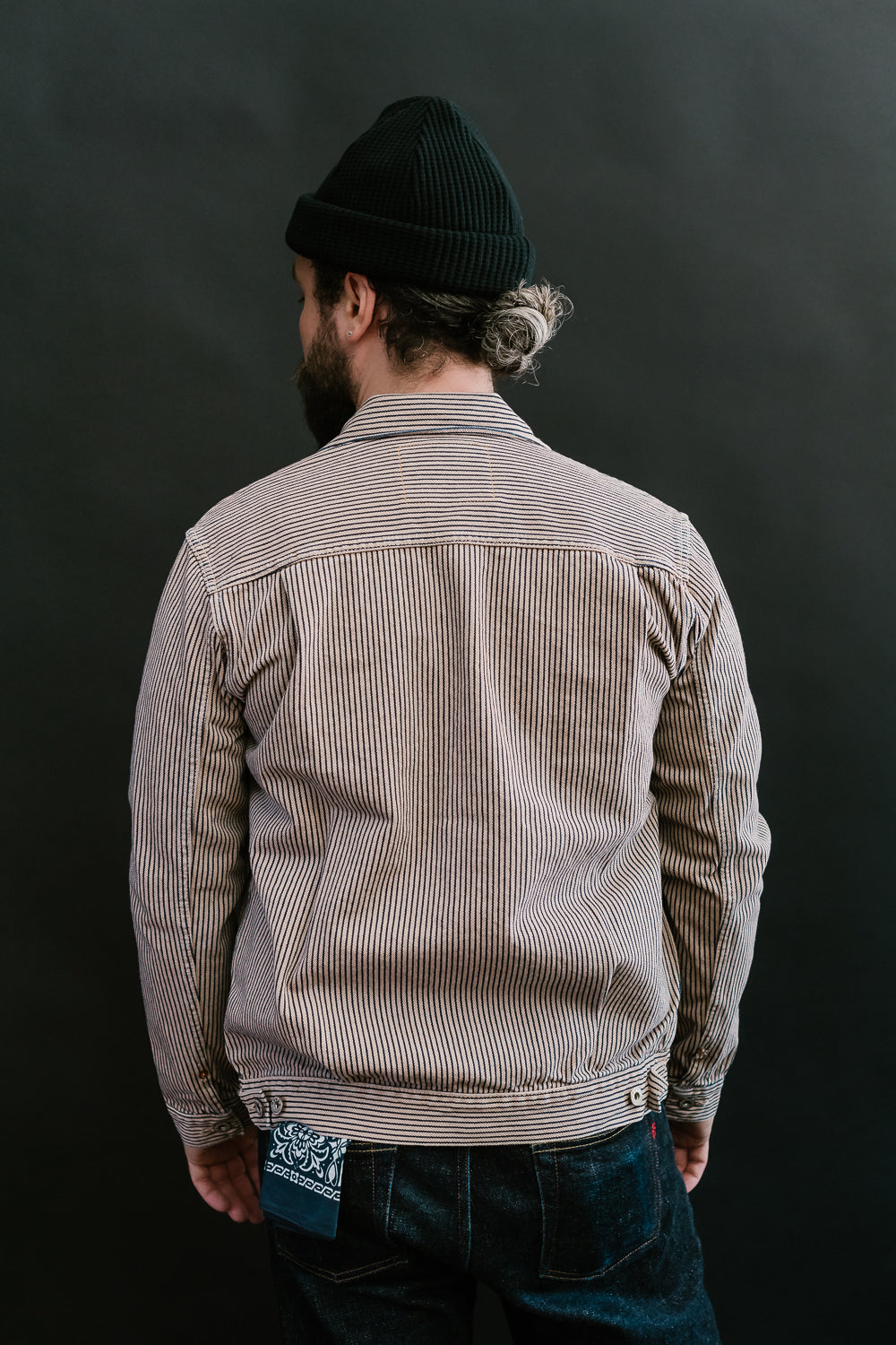 MJK1040M31 - 12.7oz - Hinoki Dyed Hickory Type II Jacket - Indigo, Beige