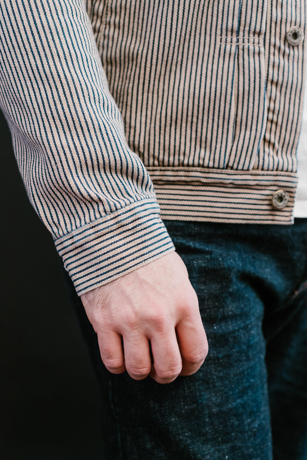 MJK1040M31 - 12.7oz - Hinoki Dyed Hickory Type II Jacket - Indigo, Beige