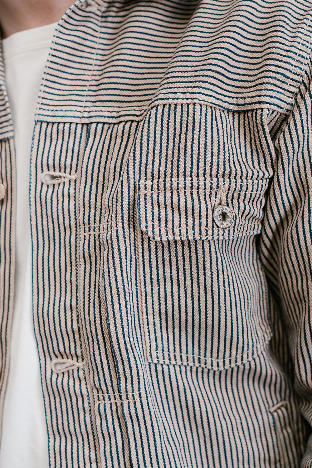MJK1040M31 - 12.7oz - Hinoki Dyed Hickory Type II Jacket - Indigo, Beige