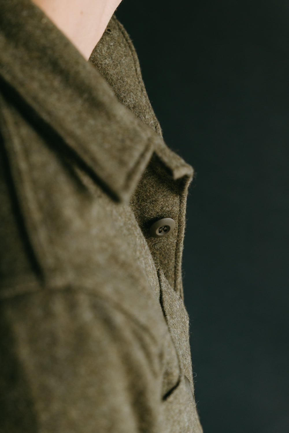 8045-W76 - Fatigue Shirt Melton Wool - Army Green